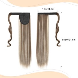 GIDWRIY Hair Extension Ponytail Hairpiece Braid 55 cm, Hair Extension Braid Straight, Fake Hair Ponytail Extension, Synthetic Ponytail Hairpiece, Hairpieces, Real Hair Braid, Long Light Brown