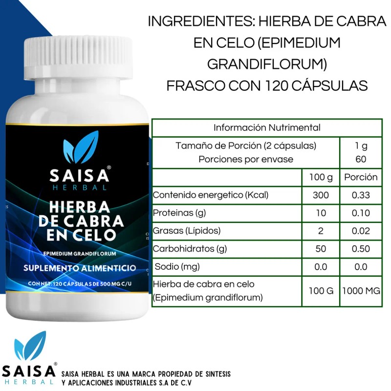 Hierba De Cabra En Celo Saisa 120 Cpsulas 60 G
