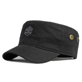 LOJAX Men's Work Cap, Restoration Military Hat, Cotton, Breathable, Casual, Fishing Sports Hat, Adjustable, Black