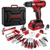 Red Drill Tool Kit Set: 20V Cordless Power Drill Tool