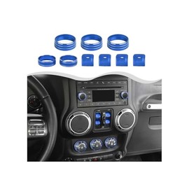 HTHE Blue Center Console Air Conditioning Control Panel Cover/Dashboard Dash Window Control Button Panel Cover Compatible with Jeep Wrangler JK JKU Interior Accessories