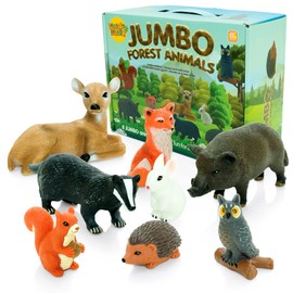 Learning Minds Set of 8 Jumbo Forest Animal Figures - Woodland Animals For 1,2,3 Year Olds - Toy Animals For Kids Age 18 Months Plus
