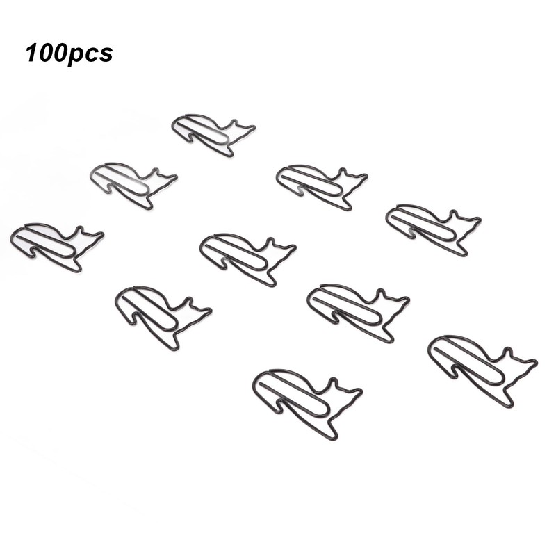 100pcs Cat Shape Paper Clips Increased Slip Resistance Rustproof Metallic