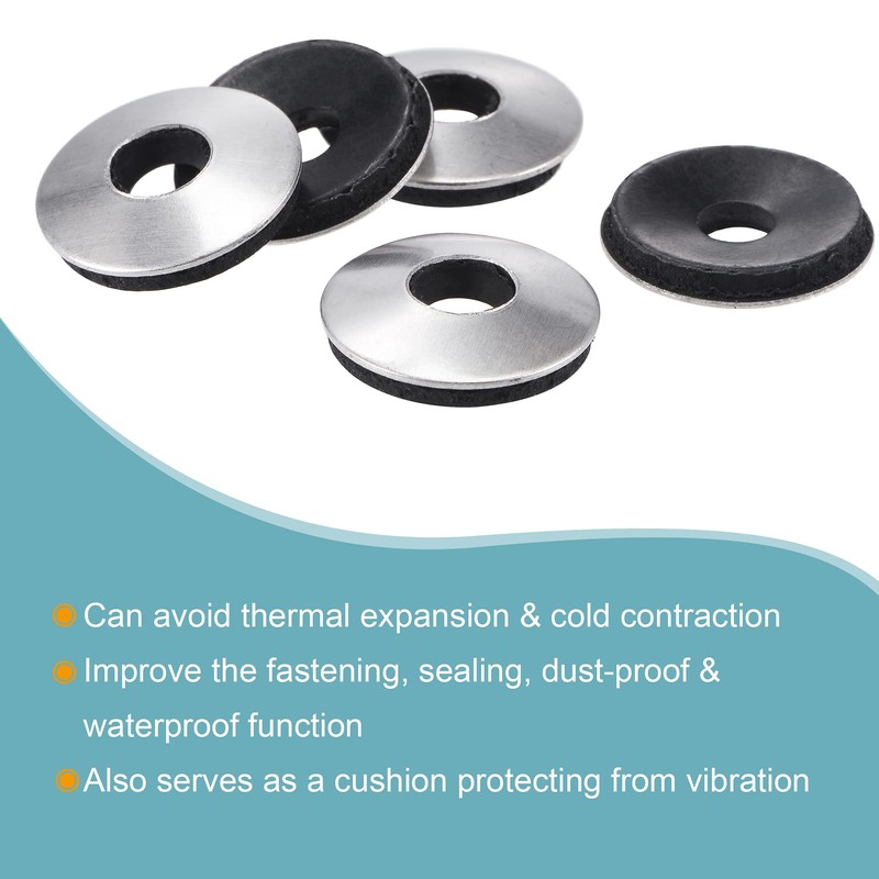 sourcing map Bonded Sealing Washers 16x5.5x2.8mm Stainless Steel EPDM Rubber