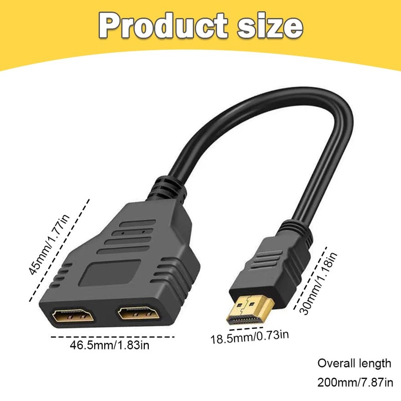 PMTFUMY HDMI Splitter 1x2-1 Input to 2 Output Adapter for