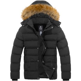 wantdo Men's Puffer Coat Warm Puffy Jacket with Hood (Gray, Small)