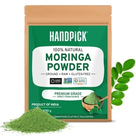 HANDPICK, Moringa Powder (500g/17.6oz) Pure Moringa Oleifera/Moringa Leaves | Resealable Zip Lock Pouch | Perfect for Cooking, Smoothies, Lattes & Moringa Tea