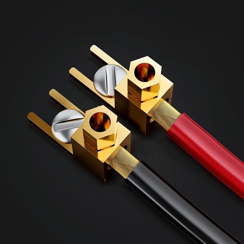 Greluma 4 x Speaker Cable Connector, Hi-End Banana to Flat