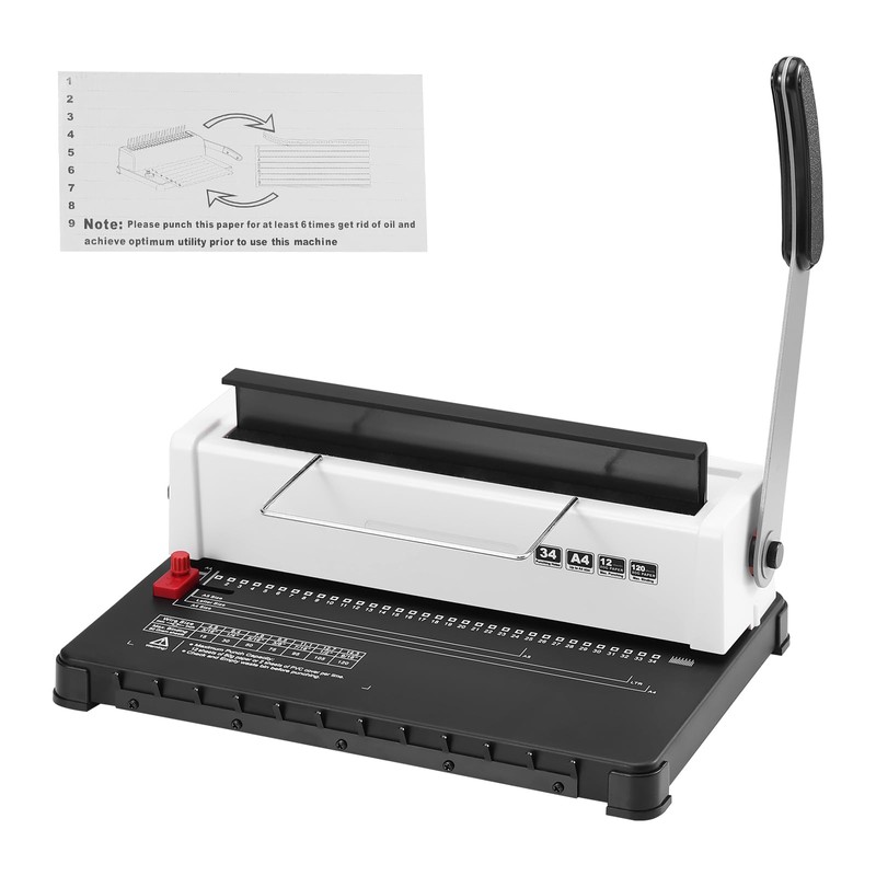 Happybuy Coil Spiral Binding Machine, Manual Book Creator with 34-Holes,