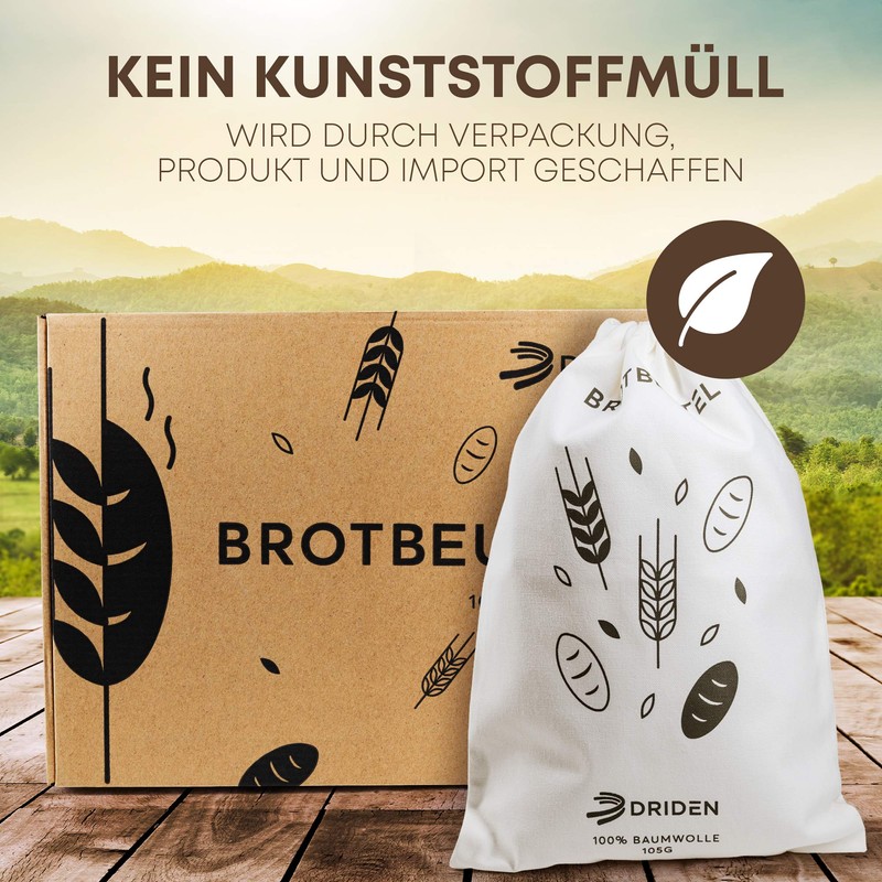 DRIDEN Bread Bags XL [Set of 3] 100% Natural Cotton