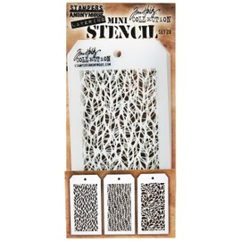 Art Gone Wild Tim Holtz Mini Stencil Set 26, Synthetic Material 21.6 x 9.1 x 0.1 cm