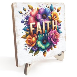 Inspirational Floral Christian Gifts for Women Religious Bible Verse Wood Sign Rustic Desk Decor Decorative Farmhouse Girls Room Decorations Desk Office Accessories Library Table Wooden Plaque