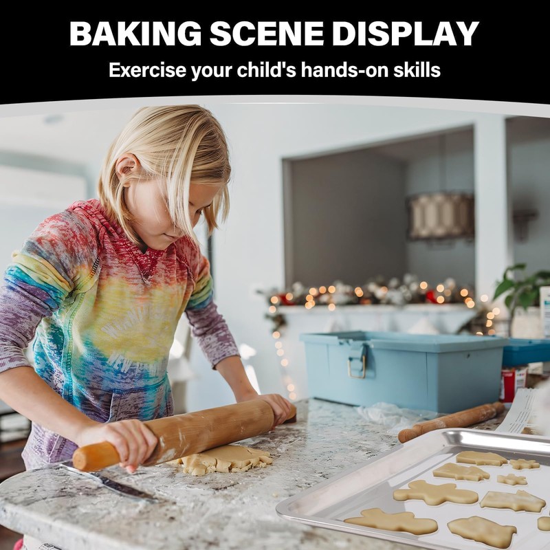 Set of 3 Baking Sheet, Stainless Steel Cookie Sheet Baking