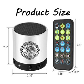 Hitopin Digital Quran Speaker FM Radio Silver Color with Remote Control Over 18Reciters and15 Translations Available Quality Qur'an Player Arabic English French, Urdu etc Mp3