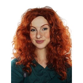ALLAURA Red Curly Wig Long Hair Wig Brave Princess Mermaid Costume Anime Cosplay Wigs