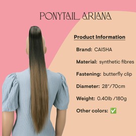 CAISHA 28" Extra Long Straight Ponytail Hairpiece Heat-resistant Synthetic Fibres Ombré Black Brown H115