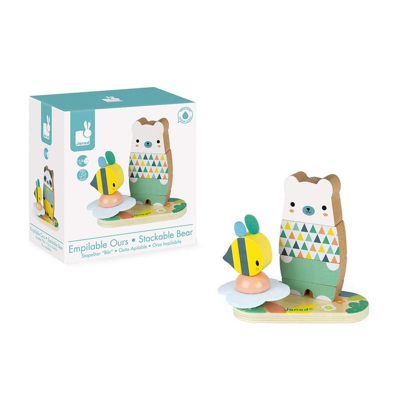 Janod Pure 2-in1 Wood Stackable Bear - 12+ Months -