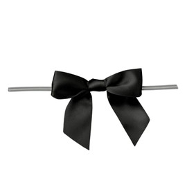 Black Satin Pre-Tied Decorative Bows - 3" Wide, Set of 10, Funeral, Mourning, Support, Awareness Gift Ribbons