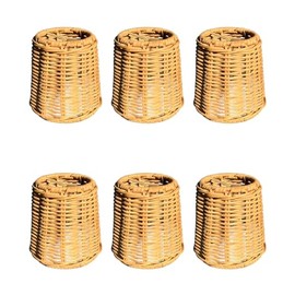 SET OF SIX Brown Wicker 4 Inch Clip On Chandelier Lamp Shades (6)