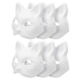 Tcnzdy Pack of 6 Cat Masks, DIY Paper Mask, Therian Mask Ball, Unpainted Cat Masks Fox Mask, Used for Role Play, Costume Parties, Costume Parties, Carnival