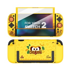IINE Dockable Protective Case for Switch 2, Hard Shell Case Cover Compatible for SN2, Switch 2 Case Protector with Joypad Grip Covers and 2 Joystick Caps (Protective Case with Screen Protector)
