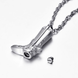 FCZDQ Cremation Jewelry Cool Army Boots Ashes Necklace Urn Pendant for Men & Cowboy Memorial Keepsake with Funnel Kit