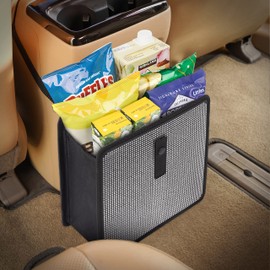 KMMOTORS Foldable Hanging Car Trash Can, Car Trash Bag, Car Trash bin, Vegan Leather and Oxford Clothes Car Organizer, Cute car Gadgets (Large, Diamond)