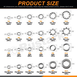 Rustark 400Pcs 6 Sizes 304 Stainless Steel Metric M3-M10 External & Internal Star Washers & Split Lock Washer & Flat Washer Assortment Kit Spring Lock Washers for Home Industry Construction