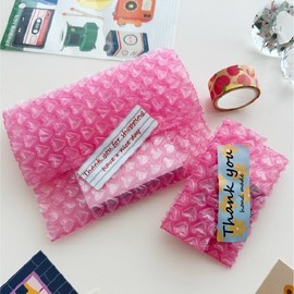 G&G Heart Bubble Wrap Air Cushion Mailer - Emotional Packaging for Thank You & Return Gifts 2-color Thank You Sticker Pink 5ea