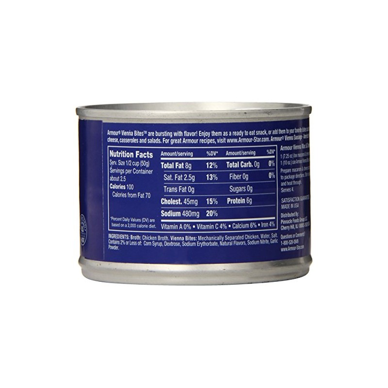Armour Star Chicken Vienna Sausage Bites, Canned Sausage, 10 OZ