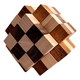 Hercules Cube Wood Brain Teaser Puzzle -2-Tone