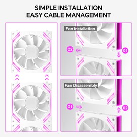 G120Pro - Ventiladores de carcasa inversa, color blanco, conexión de cadena margarita, paquete triple, 120 mm, ARGB PWM, ventiladores para computadora