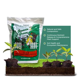 Medina Growin Green Organic Granular Fertilizer - 5 lb Bag - Nutrient Rich Soil Enhancer 3-2-3 Granules for Lush Gardens, Lawns, and Plants - Covers 375 Sq. Ft.