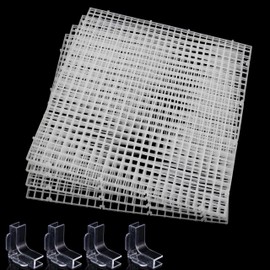 Hipanda Aquarium Hood Fish Tank top Cover, Terrarium lid Plastic Grid with 4-Piece Set Corner Protectors. Prevents Jumping (Fit 8MM/0.3inch Glass)