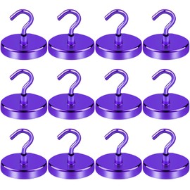 LOVIMAG Cruise Ship Essentials, 150Lbs Magnetic Hooks Heavy Duty, Purple Magnetic Hooks for Cruise Cabins, Strong Magnetic Hooks for Hanging-12 Pack