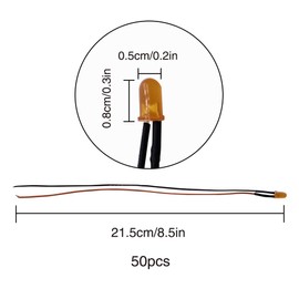 YIXISI 50 PCS 5mm LED Diodes Light with Diffused Colored Lens, Ultra Bright 12V 20cm Pre Wired, Orange