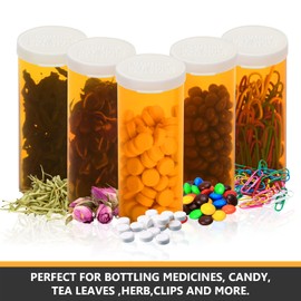 Botellas de plástico vacías con tapas fáciles de abrir (no resistentes a los niños), frascos de medicamentos recetados, recipientes transparentes (16 Dram, 12 unidades)