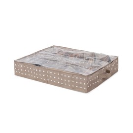 Compactor RAN9818 Set of 3 Under Bed Storage Shoes Dustproof Rivoli Series Brown Polypropylene EVA 76 x 60 x 15 cm