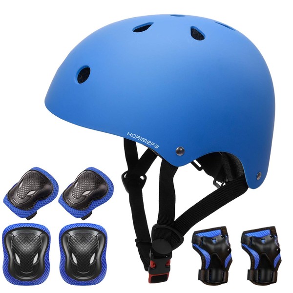 KORIMEFA Children's Bicycle Helmet Set Protector Set Protective Equipment Protective Set for Children’s Scooters Skateboards Cycling Skateboarding 3 - 13-Year-Old Boys / Girls, blue, s