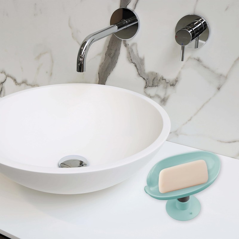 Bojueshaw 2pcs Leaf Shape Soap Holder,Self Draining Suction Cup Soap