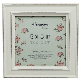 Hampton Frames PALOMA Distressed Square Picture Photo Frame White 5x5 (13x13cm) PAL301955W