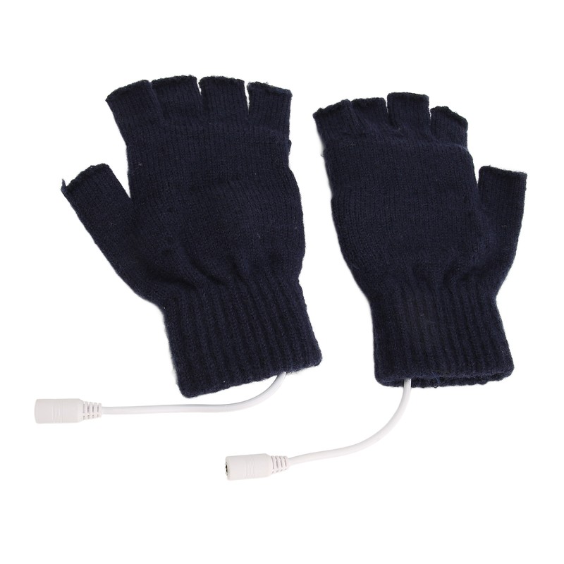 USB Warmer Heated Gloves Flip Half Fingerless Electronic Knitted Hand