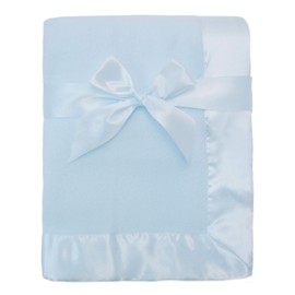 American Baby Company Fleece Blanket 30 X 40 with 2 Satin Trim, Blue, for Boys and Girls