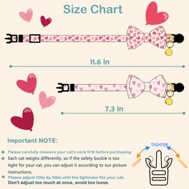 Faygarsle 2 Pack Valentine's Day Cat Collar Cute Loving Heart Printed Collar with Bow tie Breakaway Pink Purple Cat Collar for Boy Girl Cats