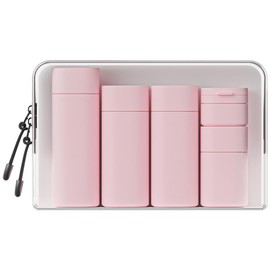FANPOI 5pcs Travel Cream Dispenser Bottles Set Travel Bottles Toiletry Containers Set, TSA Approved, Travel Essentials (Pink)