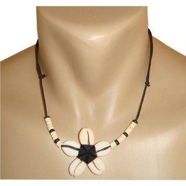 Hawaiian Plumeria Flower Cowry Shell Necklace From Hawaii