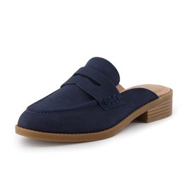 CUSHIONAIRE Prescott - Mule sin Cordones para Mujer + Espuma viscoelástica, Anchos Disponibles, Marino, 6.5 US