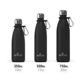 Stainless Steel Water Bottle - Vacuum Insulated Double Wall Leak Proof with Screw Lid & Carabiner - Sports Flask 24 Hours Cold/ 12 Hours Hot - Bonus Value Bundle