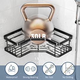 MAXIFFE 4 PCS Shower Caddy Adhesive Replacement, Shower Organizer Transparent Adhesive Strip, No Drilling Sticker Strip for Shower Caddy Organizer Shelves