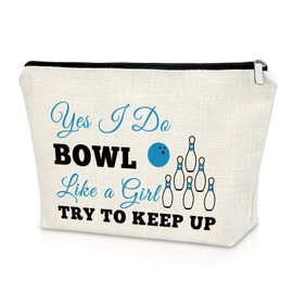 Sazuwu Funny Bowling Gag Gifts Makeup Bag Bowling Lover Gifts Bowling Team Gifts Cosmetic Bag Thank You Gifts for Bowling Coach Bowling Mom Gifts Bowling Player Gift Birthday Christmas Gifts